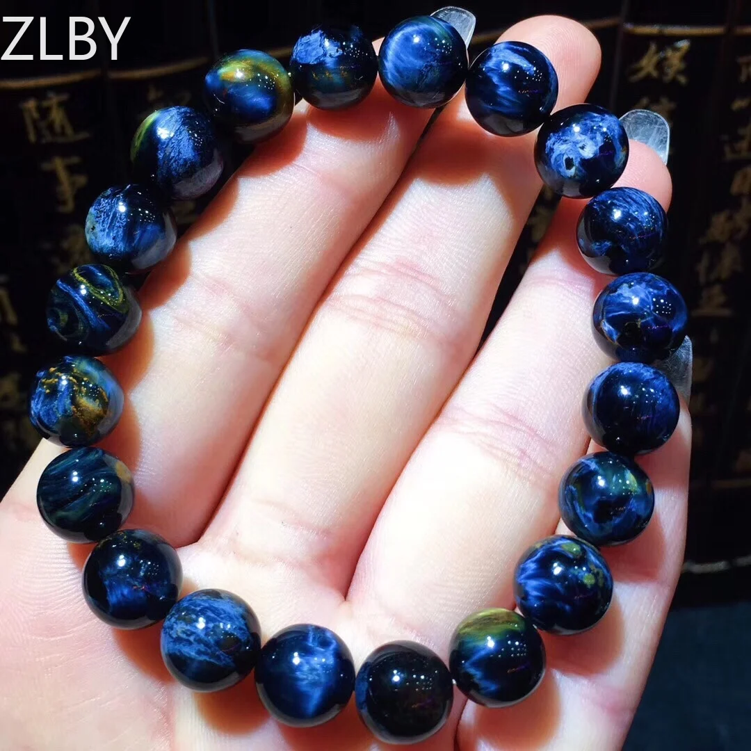 

B37304 9.6 mm Natural Crystal Namibia Pietersite Bracelet Blue Red Beads Stone Round Bead Bracelets Man Women