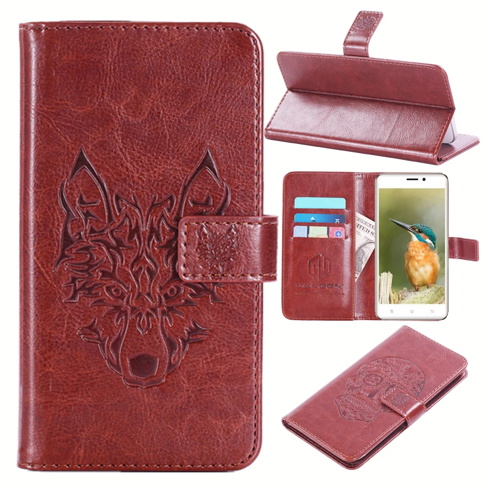 

GUCOON Embossed Skull Wolf Case for Aligator S5070 Duo 5.0inch Vintage Protective Phone Shell Fashion Cool Cover Bag
