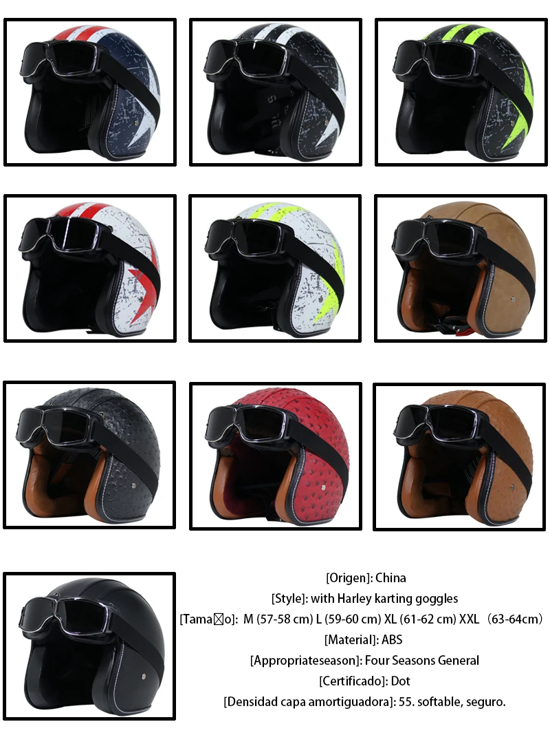 Модные шлемы из искусственной кожи 3/4 мотоциклетный шлем для мотоцикла чоппера с открытым лицом винтажный мотоциклетный шлем с Закрытая маска