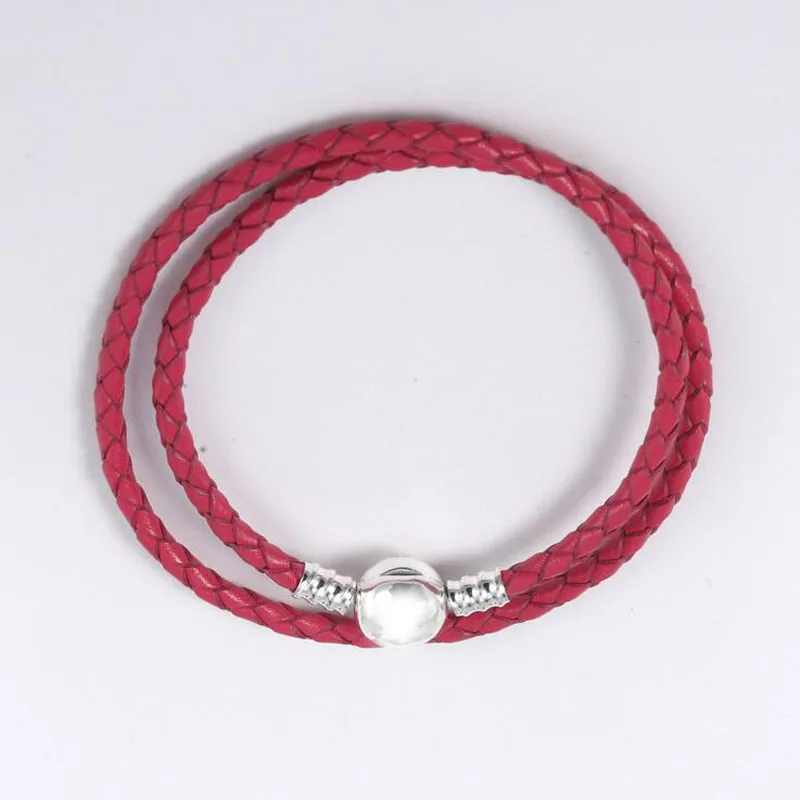 

Special 100% authentic 925 Sterling Silver claps leather bracelet chain european charm bracelet necklace for Women Jewelry Gift