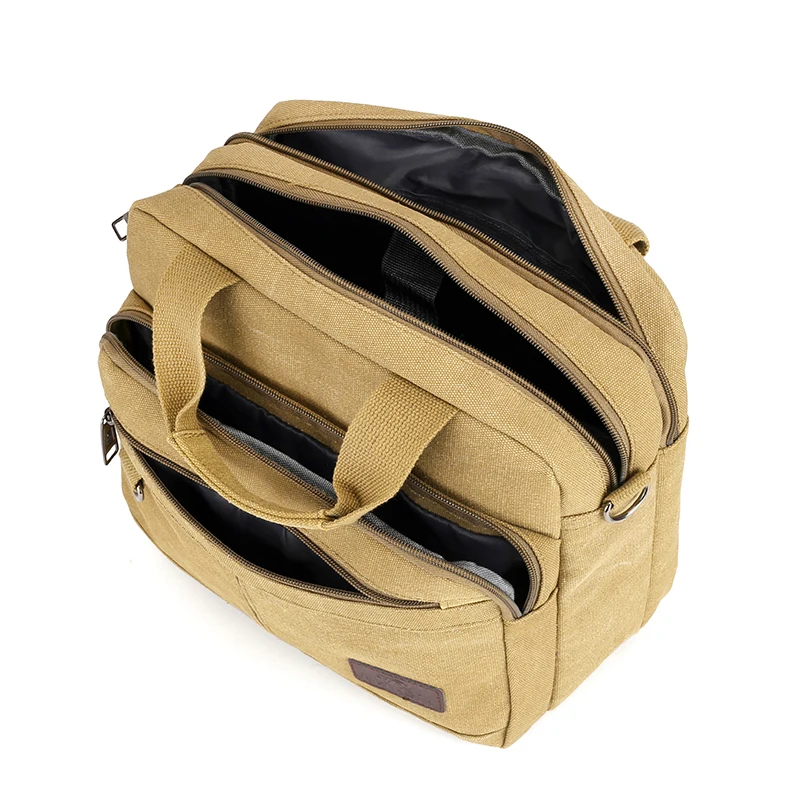  Men's Bag Casual Canvas Shoulder Bag Large Capacity Multi-pocket Handbag Messenger Bag Ladies Bolsa - 32959951342