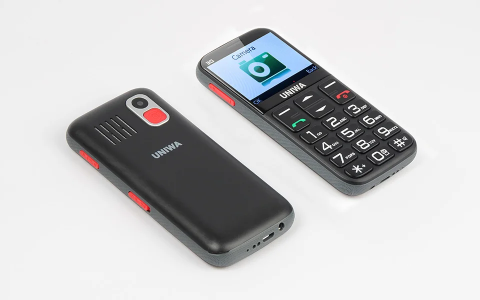 Uniwa V808G мобильный телефон 3g WCDMA кнопка SOS 1400mAh 2,3" экран фонарик Фонарь для мобильного телефона