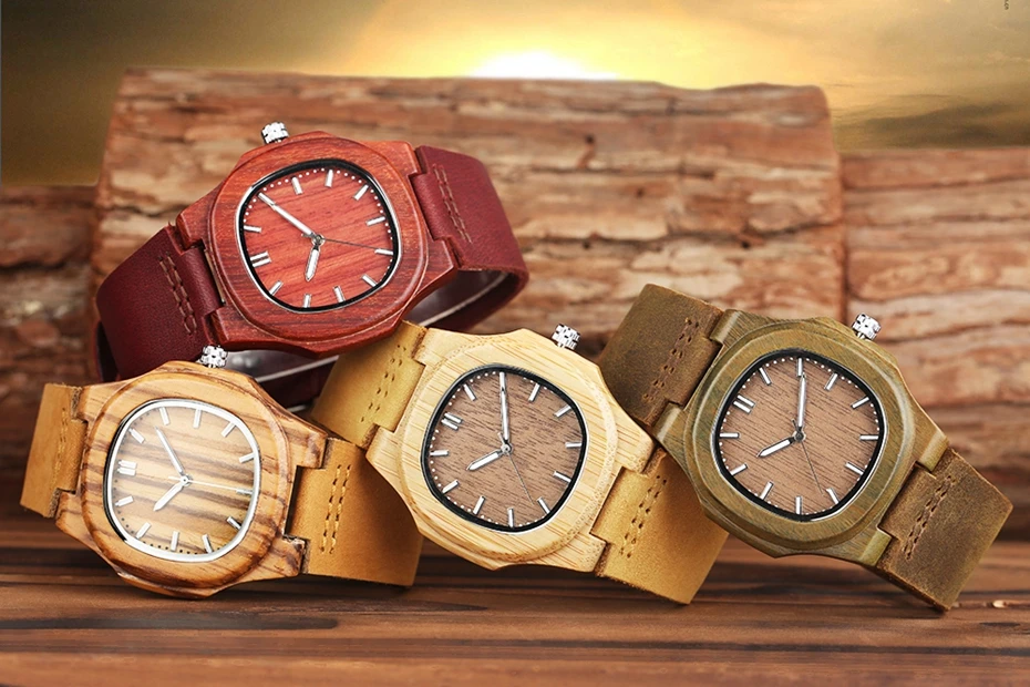 2017 New arrivals Wood Watch Natural Light Wooden Face Fashion Genuine Leather Bangle Unisex Gifts for Men Women Reloj de madera Christmas Gifts (13)