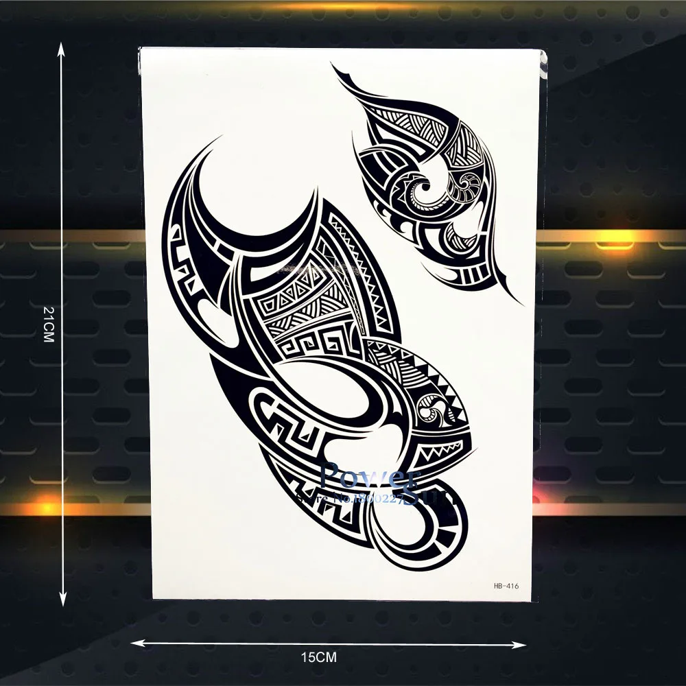 

Long Lasting Black Tattoo Totem Body Art Painting Arm Tattoo Sleeve Men 21x15CM Waterproof Temporary Tatoo Women Chest Armband