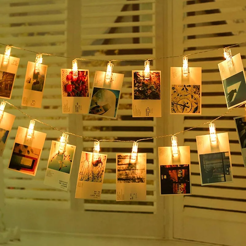 Photo Card Clip Holder LED String Lights 1M 2M 3M 4M Christmas New Year Wedding Home Decoration Fairy Light Battery USB Powered (3)