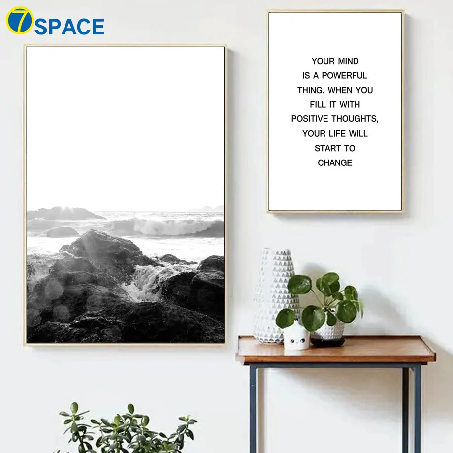 Beach Motivational Quotes seascape Wall Art Canvas Painting Nordic