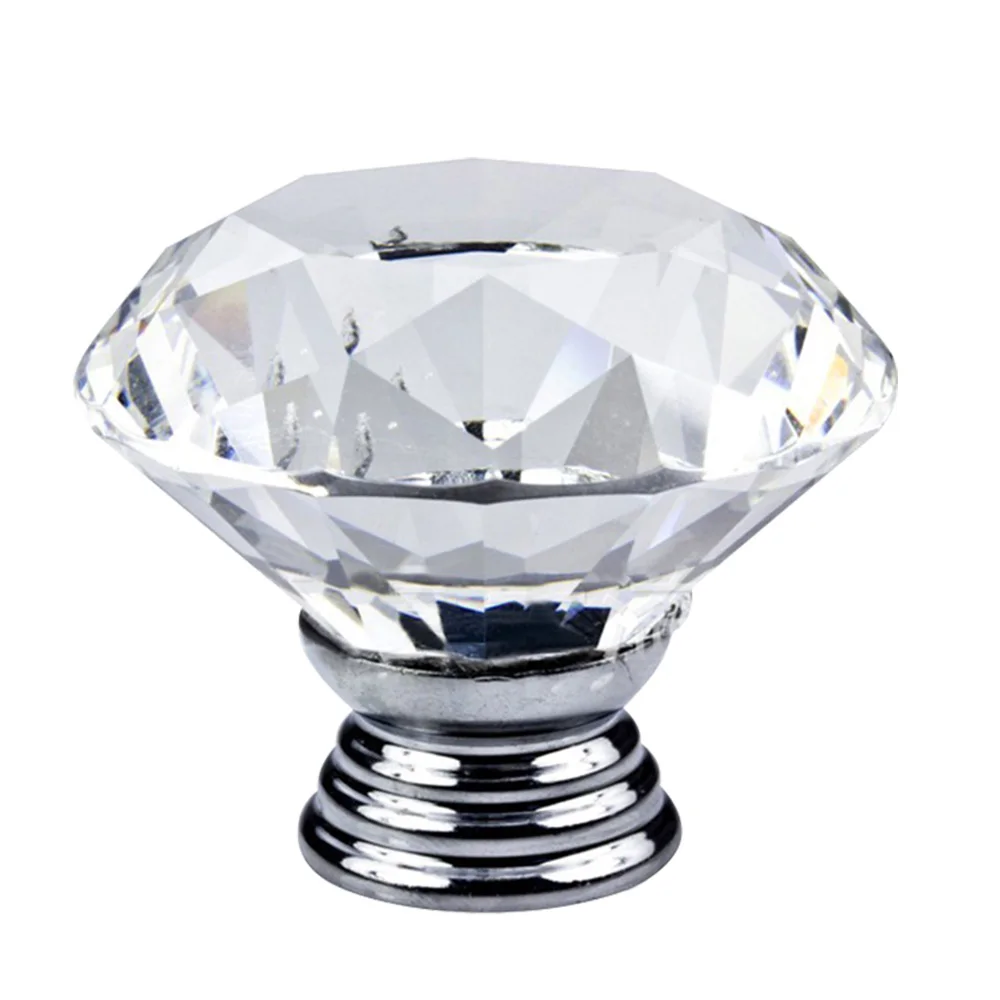 Кристалл стеклянные ручки шкаф ручки для выдвижных ящиков 30 мм Diamond Форма Кухня ручки шкафа оборудование для обработки мебели 10 шт