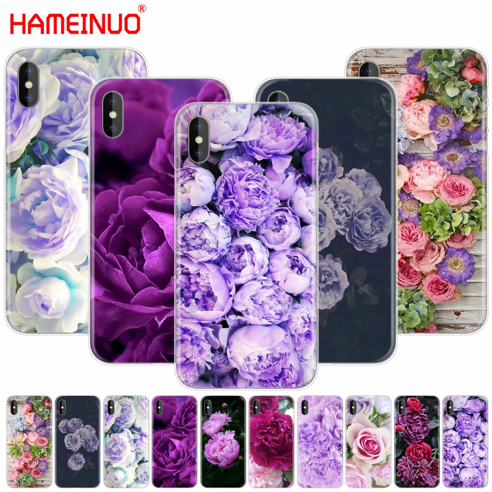 HAMEINUO Модный чехол для мобильного телефона с фиолетовыми летними пионами цветами
