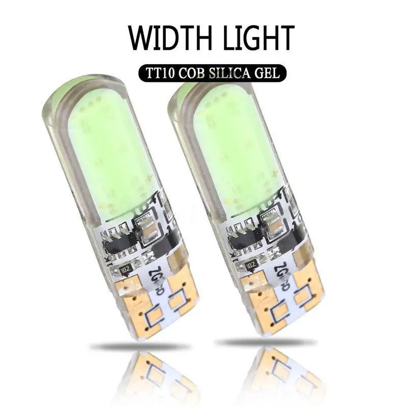 

New 2pcs/set 12V T10 W5W COB LED Car Silica Flash Strobe Width Light Bulb Ice Blue Auto Car LED Lighting Lamp Car Styling