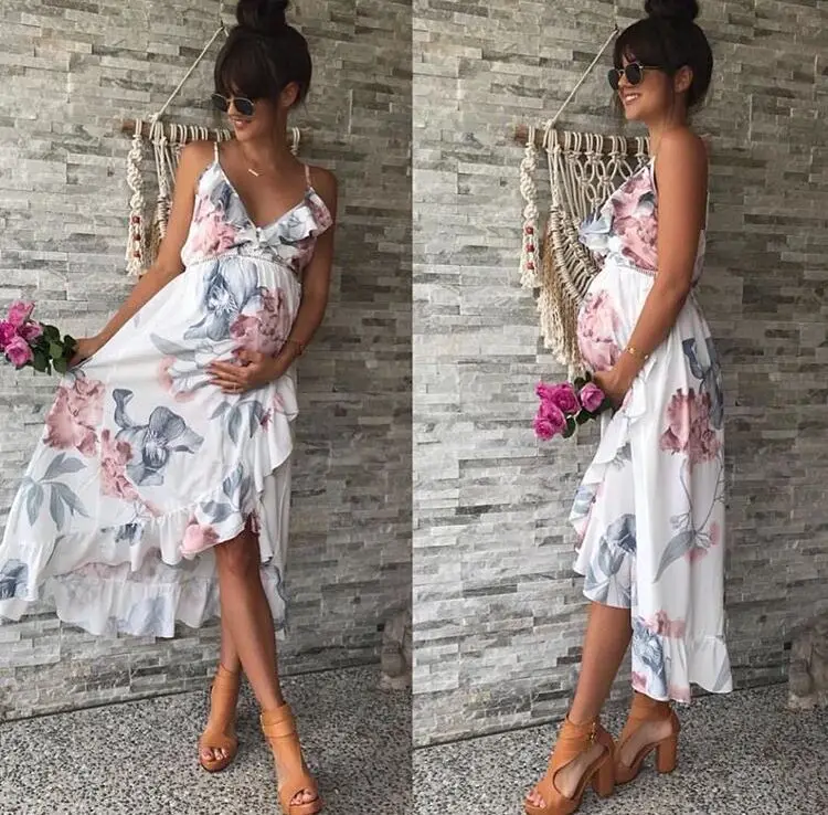 Envsoll Summer Maternity Dresses Maternity Clothes Pregnancy Dress Pregnant Dress Casual Floral Falbala Pregnants Clothing