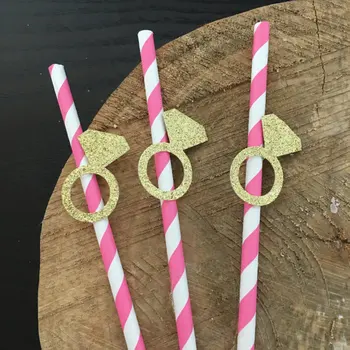 

cheap fashion glitter diamond ring fushia Paper Straws ocean Wedding bridal baby birthday shower Bar Drinkware