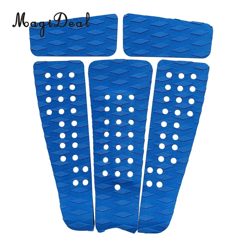 MagiDeal 5 Pieces Non Slip Diamond Grooved EVA Surfboard Traction Deck Grip Tail Pad Surfing Kiteboard Skimboard Accessories