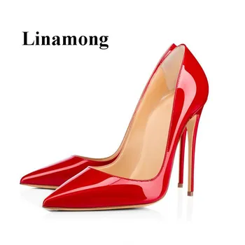 

2018 Fashion Simple Shallow Solid Patent Leather Pointed Toe Thin High Heel Sexy Women Pumps High Quality Party Fashion Shoes