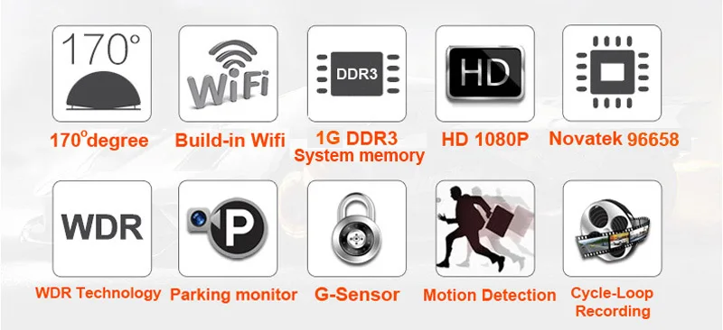 XCGaoon A4 Wifi 170 градусов Автомобильный видеорегистратор видеокамера Dash камера 1080P ночная версия Novatek 96658 Использование SONY IMX322 сенсор