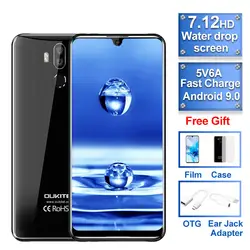 OUKITEL в виде капли воды, 7,12 "FHD + 1080*2244 16MP 4G, мобильный телефон, 4 ГБ, 64 ГБ, MT6765 смартфон на базе восьмиядерного процессора 6000 mAh 5 V/6A Quick Charge