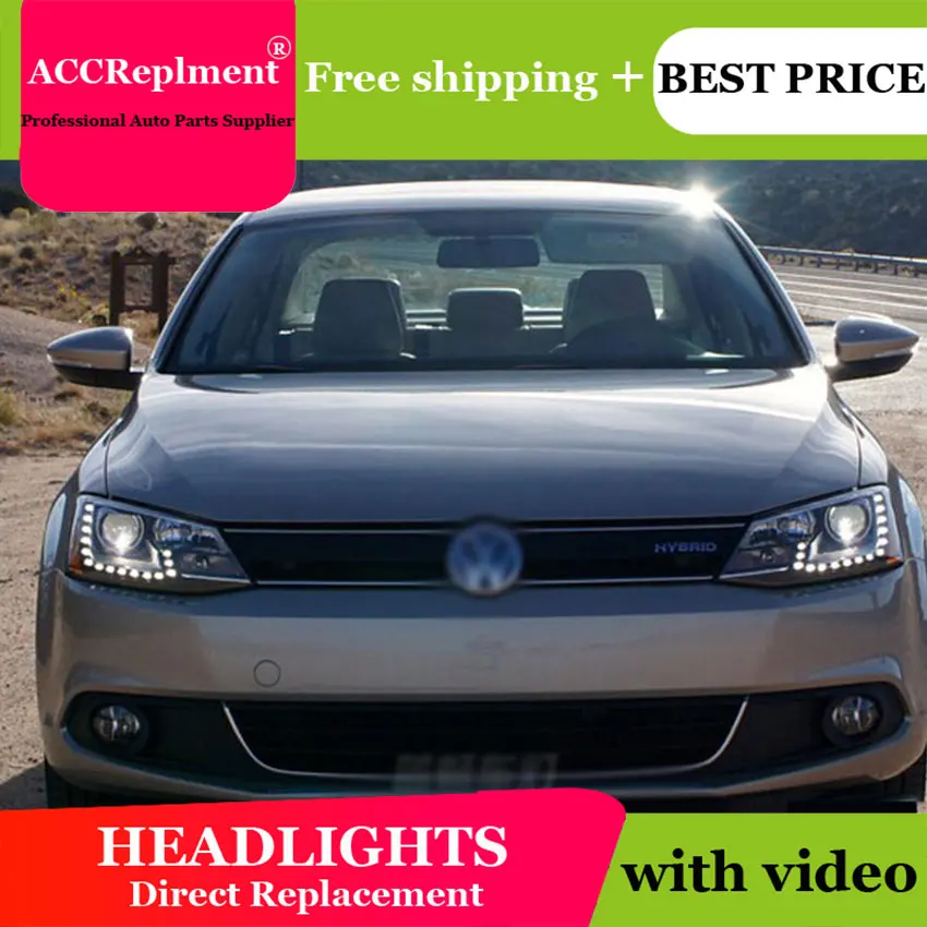 AUTO PRO 2011-2014 For vw jetta mk6 headlights car styling For vw jetta head lamps parking LED DRL+ H7 HID kit +Q5 bi xenon lens
