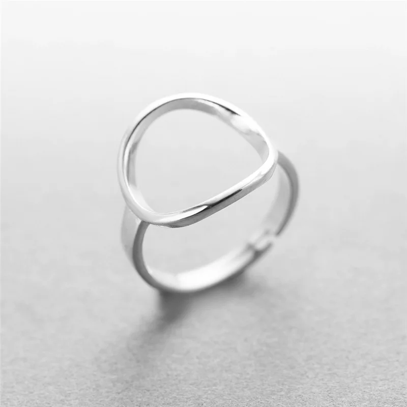 Ellipse simple Rings 100% Sterling 925 silver Jewelry Vintage Adjustable rings for women gift