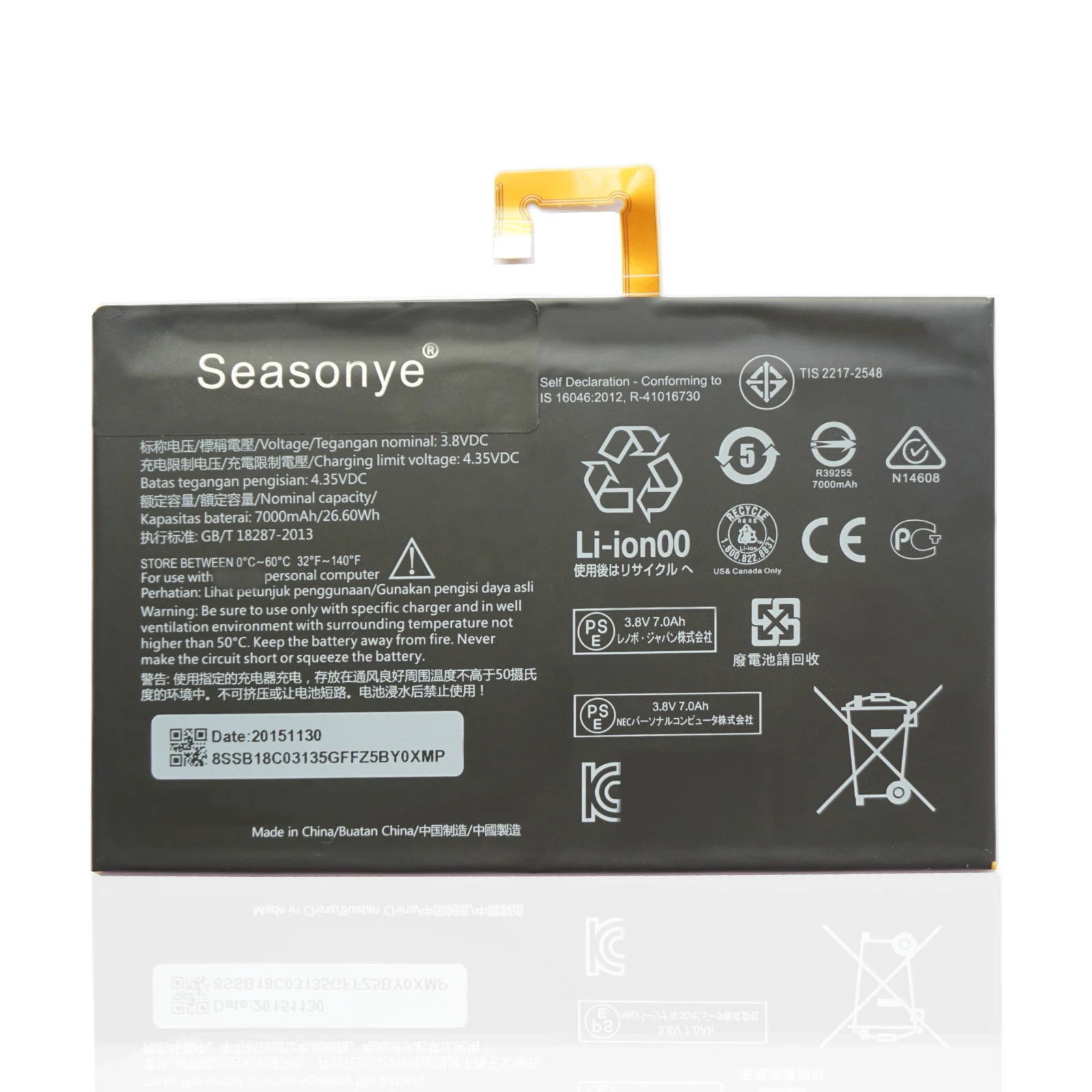 Seasonye 7000 мАч/26.60Wh L14D2P31 Pad запасная батарея для Lenovo Tab 2 A7600-F A10-70F Tab2 A10-70 A10-70L |