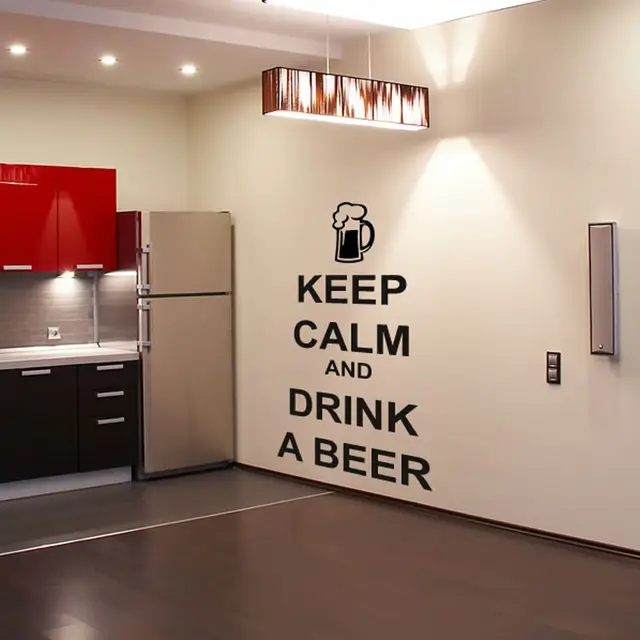 Best Quality DCTOP Keep Calm And Drink A Beer Kitchen Character Wall Sticker Home Decor Black Waterproof Mural Best Quality DCTOP Keep Calm And Drink A Beer Kitchen Character Wall Sticker Home Decor Black Waterproof Mural