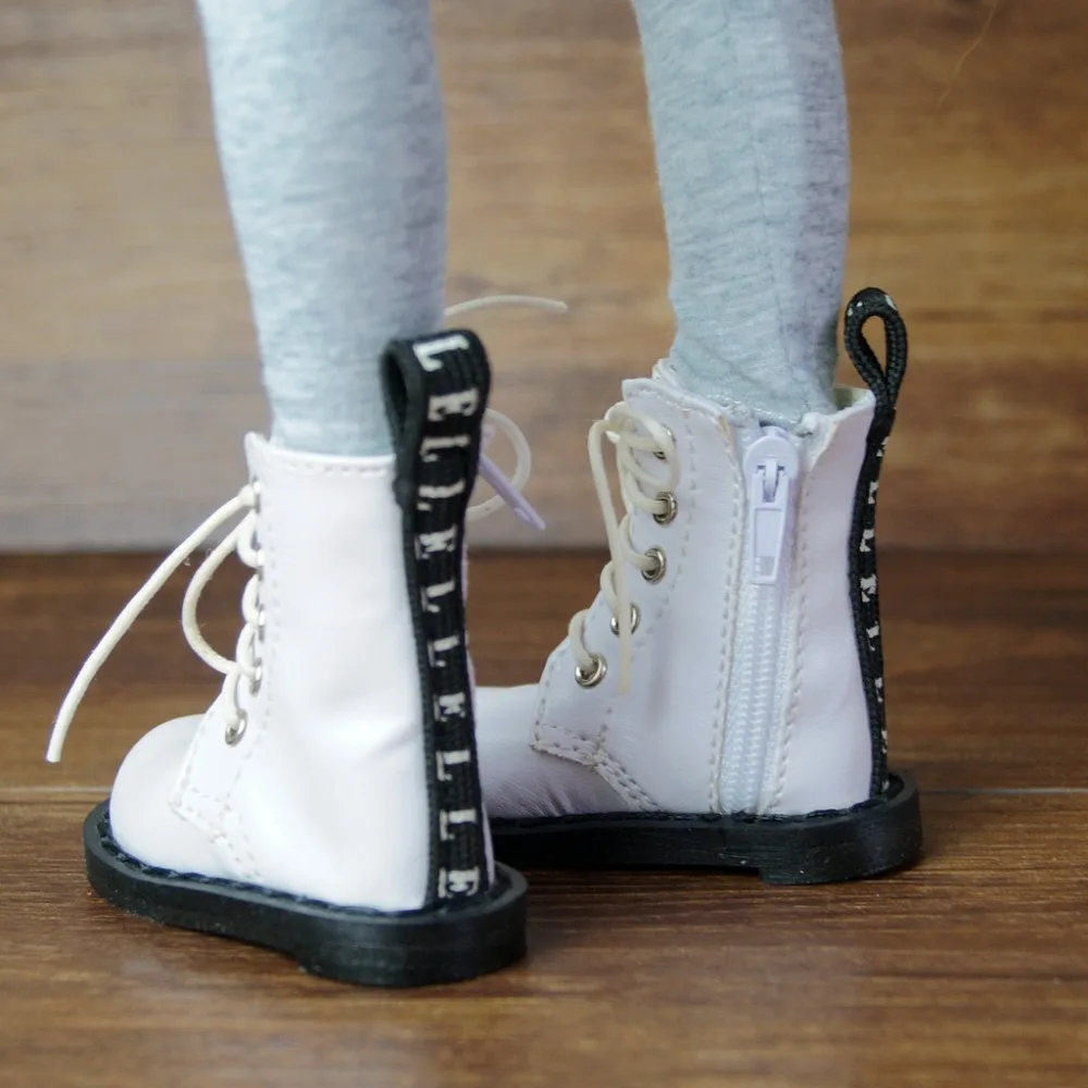 

BJD White Synthetic Leather Short Boots Shoes For 1/4 17" 44m Tall Female BJD doll MSD DK DZ AOD DD Doll Free shipping