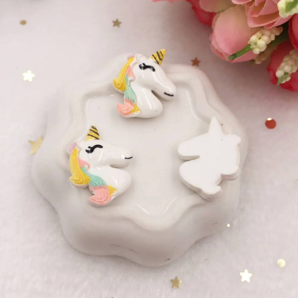 10pcs Lovely Resin 3D Colorful Unicorn Flat Back Cabochon Figurine Stone Embellishments Applique DIY Wedding Scrapbook Craft W67