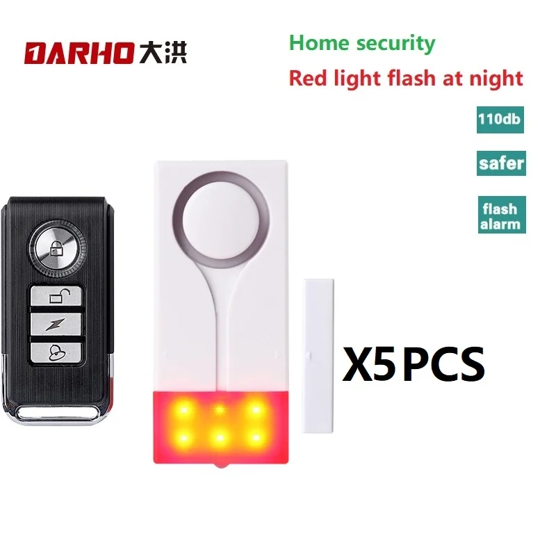 

Darho Wholesale 433MHz Home Security Alarm Red Flash With Sound Window Door Magnet Sensor Detector Wireless Alarm For 3pcs