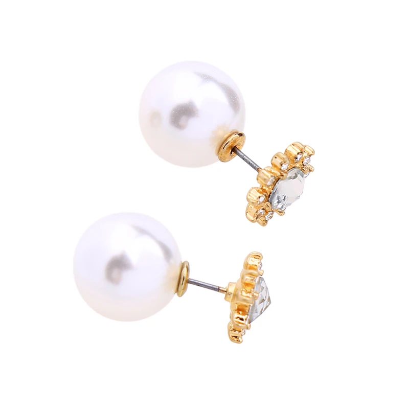 Оптовая цена 2017 милые хрустальные акриловые жемчужные Двухсторонние серьги