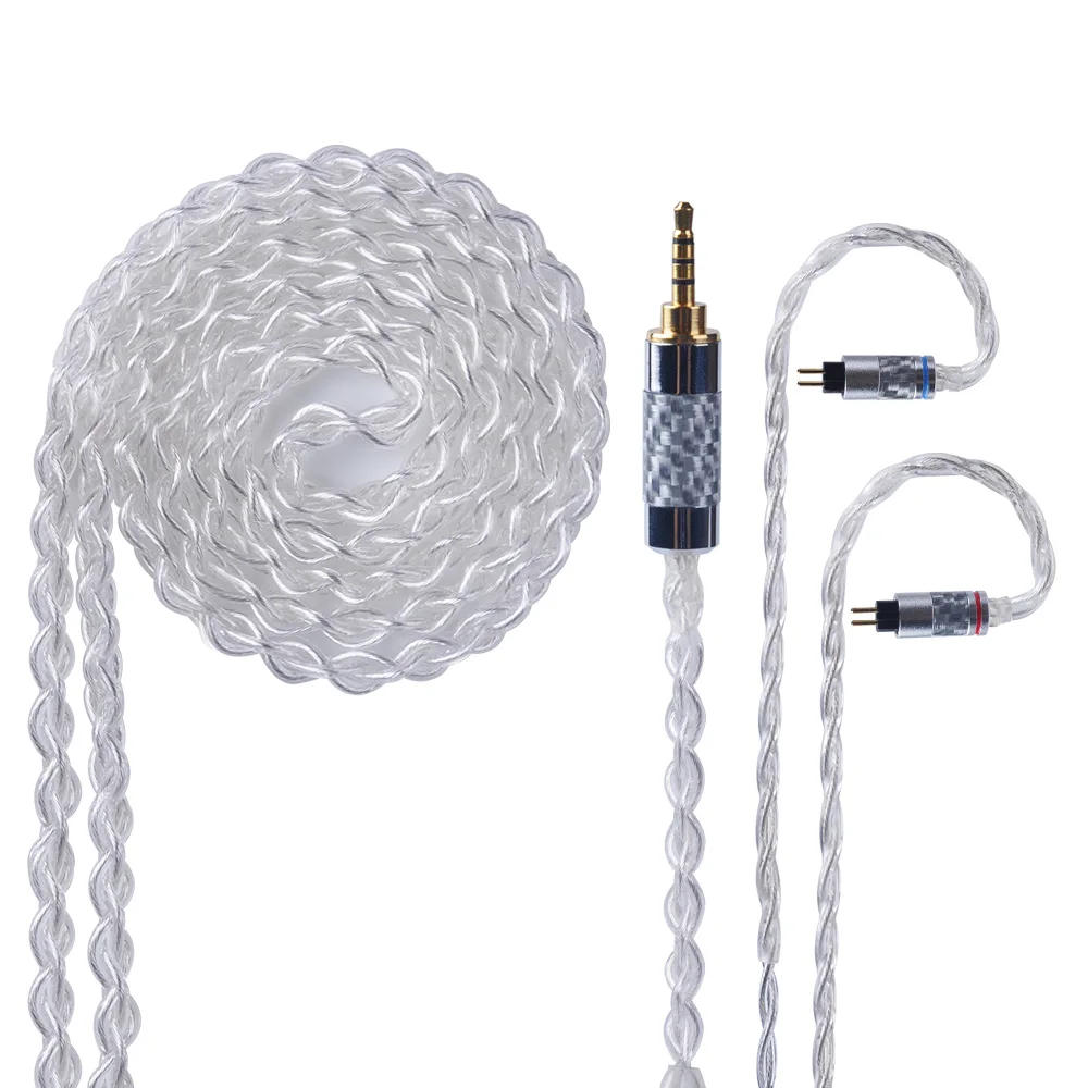  Yinyoo 4 Core Pure Silver Upgraded Cable 2.5/3.5mm Balanced Cable With MMCX/2pin Connector For AS10