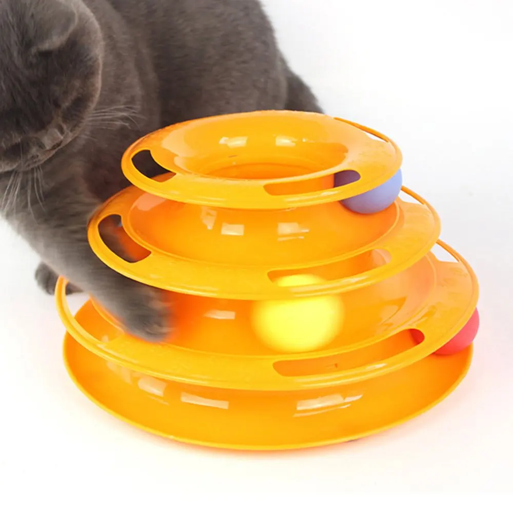 

Cat Toys Tower of Tracks 3 Level Cat Tracks Interactive Ball Toy and Feather Fluffy Mouse Toy Set for Cat, Kitten