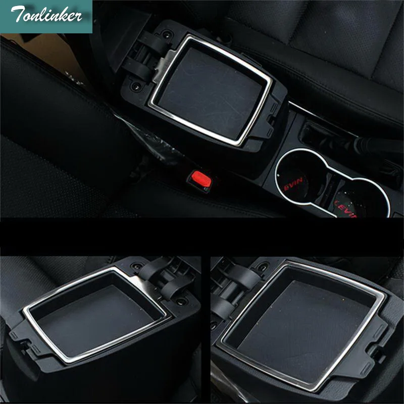 

Tonlinker 1 PCS DIY Car Styling New Stainless Steel Bright Frame Armrest Case stickers For TOYOTA Corolla Altis 2014 parts