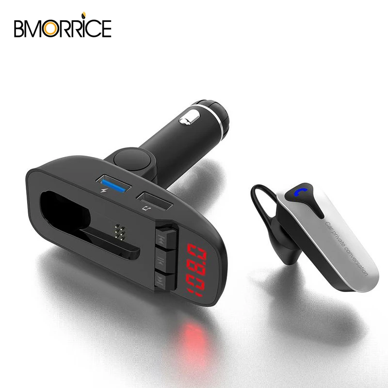 

ER9 Car Kit Headset FM transmitter Bluetooth Handsfree AUX Audio Music MP3 Player USB Charger Support TF Card / U Disk Play