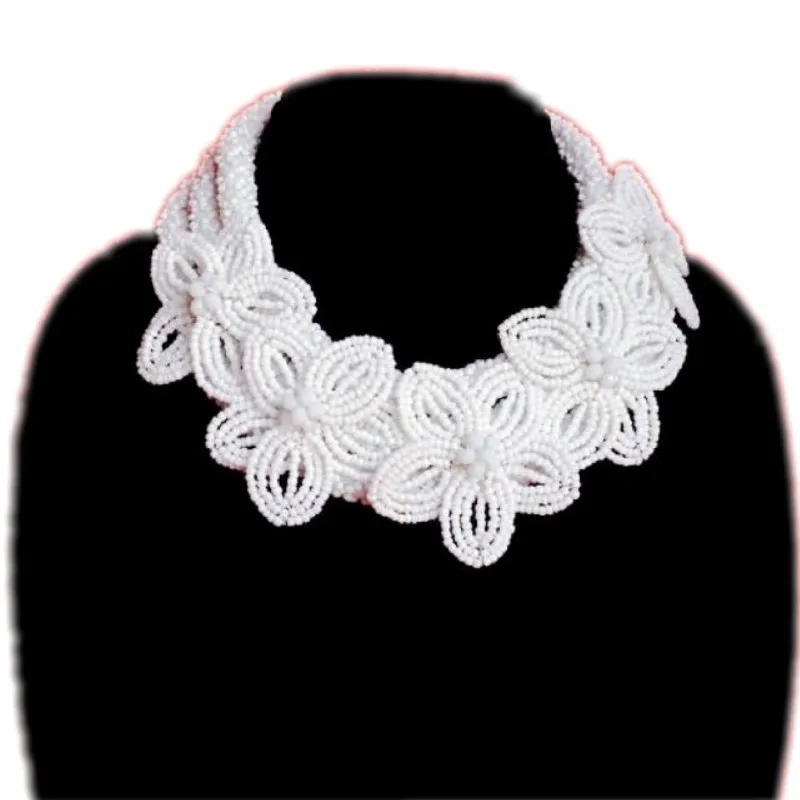 

Pure White Flowers African beads Jewelry Set Handmade Bridal Jewellery Set For Women 2018 New Arrival Necklace Set Free Shipping