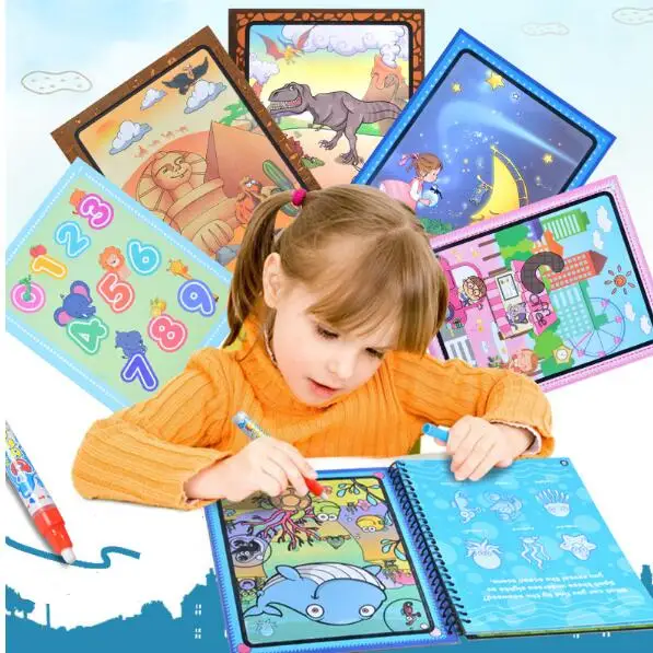Download 1pcs Kids Painting Magic Water Drawing Book with pen Coloring book Water Coloring Book Water ...