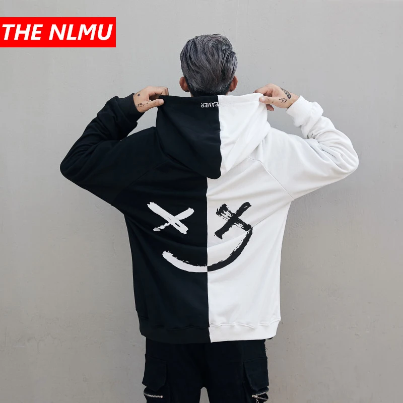 

Dropshipping Hoodies Sweatshirts Men Women Harajuku Patchwork Smile Print Hoodie Hip Hop Streetwear 2018 Men Pullover WE263