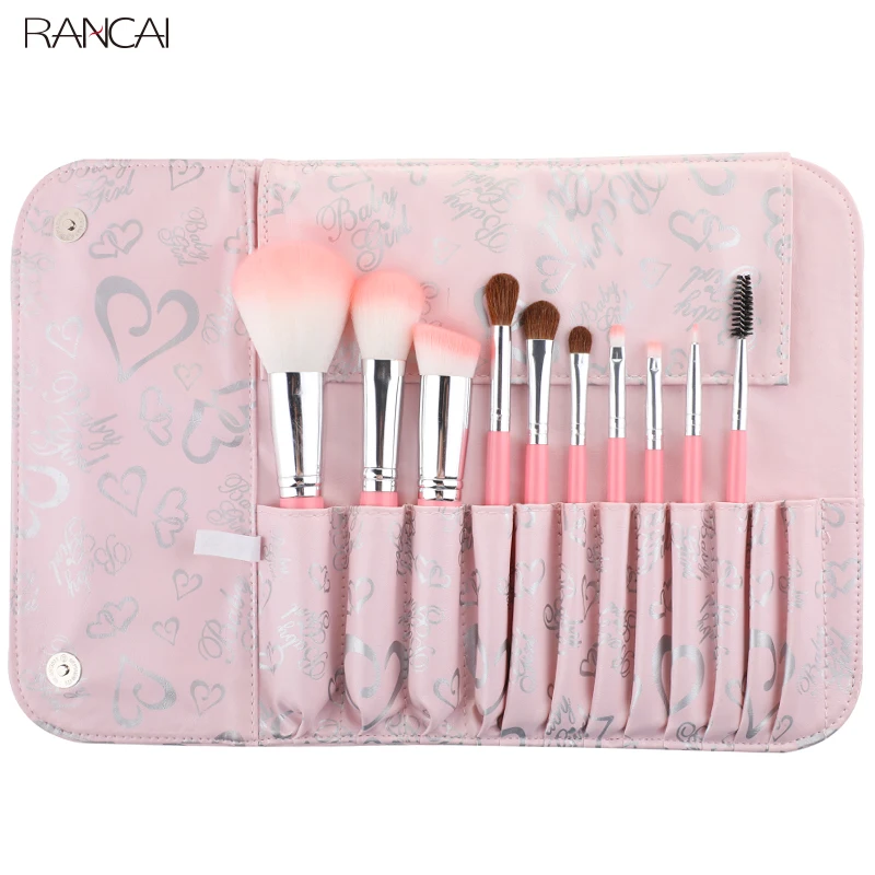 

RANCAI 10pcs Makeup Brushes Set Cosmetic Foundation Make Up Brush Kit High Quality Eye Shadow Face Powder Applicator