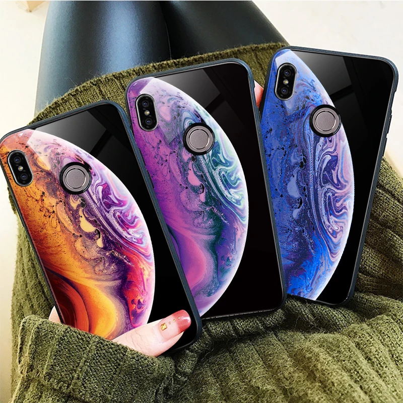 TOMKAS Space Glass Case for Xiaomi Redmi Note 5 6 Pro Cases for Pocophone F1 Silicone Cover Case for Xiaomi Redmi 4X Mi A2 Lite (17)