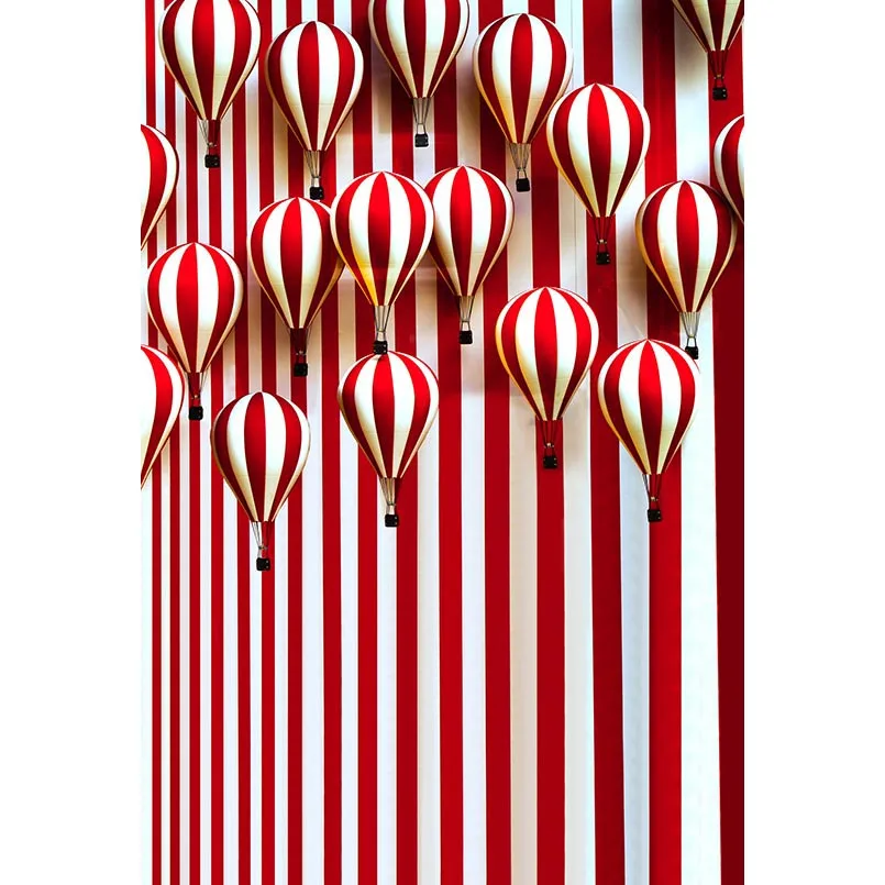 5x7ft Circus Red Stripes Hot Air Balloons Washable No Wrinkle Banner Photo Studio Background Backdrop Thicker Polyester Fabric |