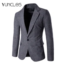 YUNCLOS, приталенный Мужской Блейзер, повседневные куртки, однотонный Серый Блейзер, куртки, высокое качество, Terno Masculino, мужские куртки