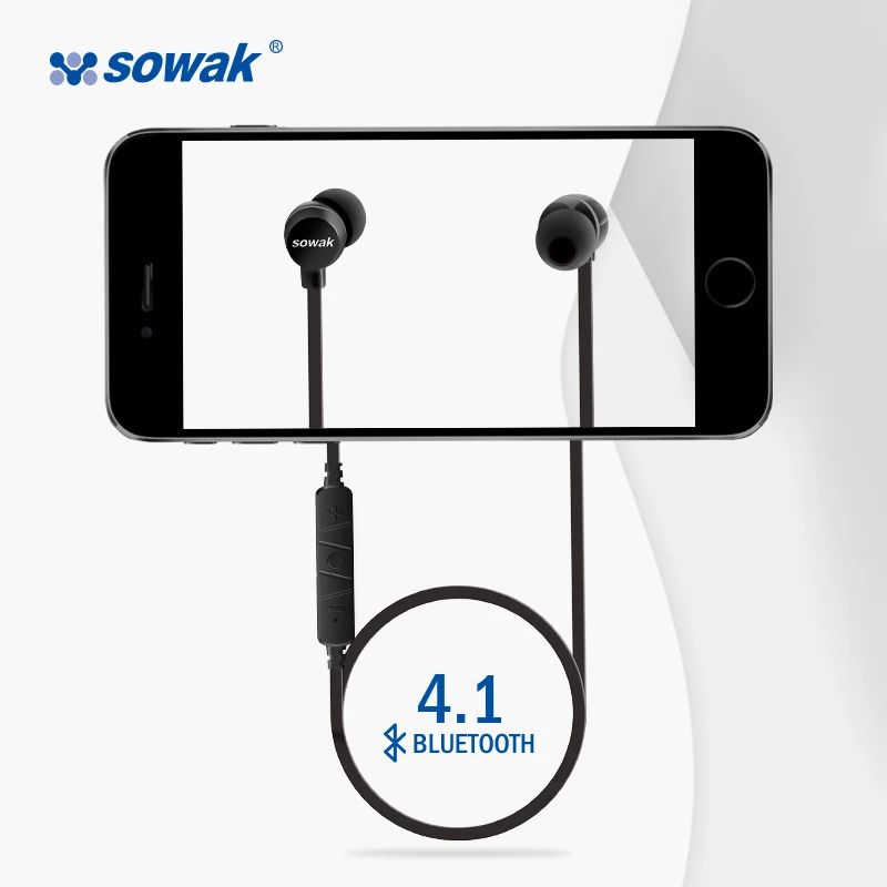 Sowak Bluetooth наушники V4.1 IPX4 с защитой от попадания пота спортивные стерео гарнитура