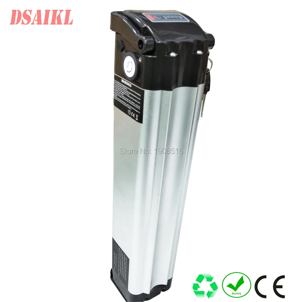 

EU US no tax Free shipping high quality silver fish battery pack ebike 24V 17Ah Electric Bike li-ion battery pack with charger