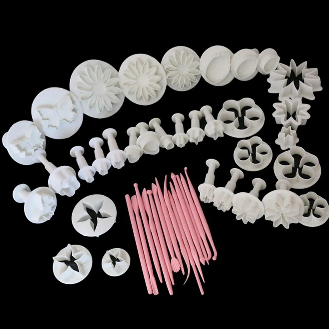 

Wholesale Random Color New 47 Pcs Sets DIY Sugar Craft Cake Decorating Fondant Icing Plunger Tools Cookie Mold Mould