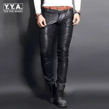 Высококачественные мужские брюки в стиле панк из искусственной овчины, обтягивающие брюки в стиле рок, мужские повседневные облегающие байкерские осенние зимние штаны Homme