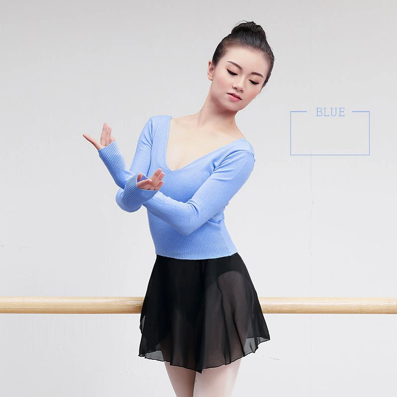 

Women Ballet Crop Tops Sweater Soft Ballet Gymnastics Leotard Coat Knitted Cardigan Sweater For Dancing
