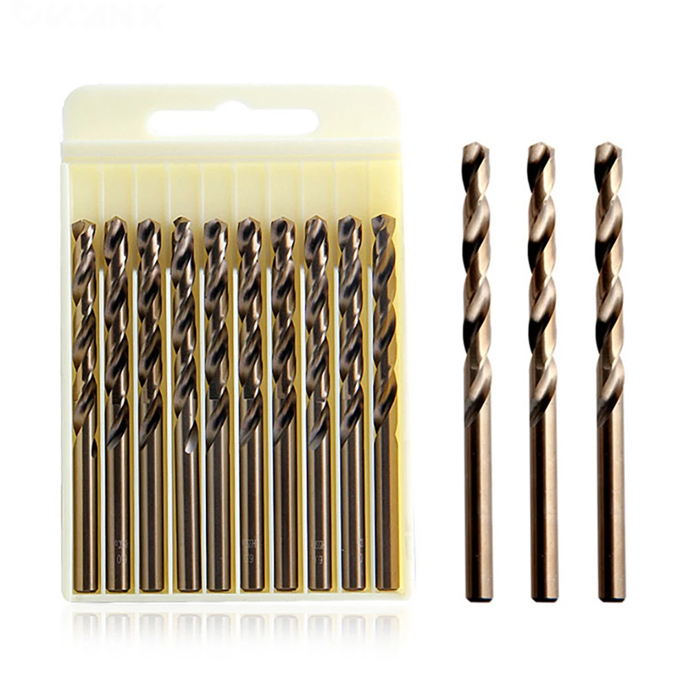 

10PCS HSS-CO M35 Twist drill 1/1.5/2mm Cobalt Steel Straight Shank Twist Drill Bits For Stainless Steel/Metal/Aluminum/Copper