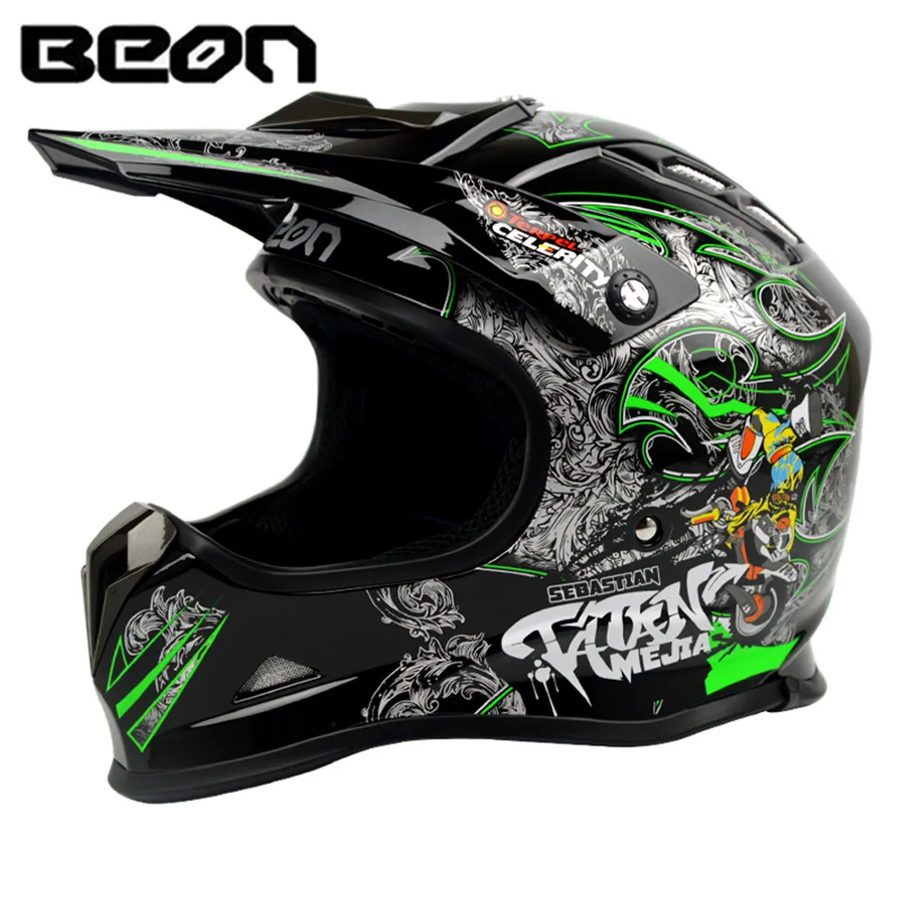 BEON Motocross Helmet Motorcycle Mountain Dirt Bike Full Face Helmet Moto Casque Casco Motocicleta Capacete MX 1698 ATV Helmets