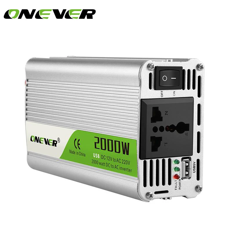 

2000W Car Power Inverter Converter DC 12V to AC 220V Modified Sine Wave Power Intelligent Temperature Control USB Charger