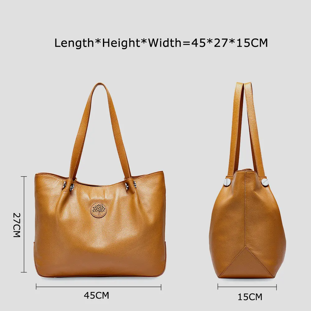 Zency Large Capacity Women Shoulder Bag 100% Genuine Leather Handbag Simple Fashion Lady Crossbody