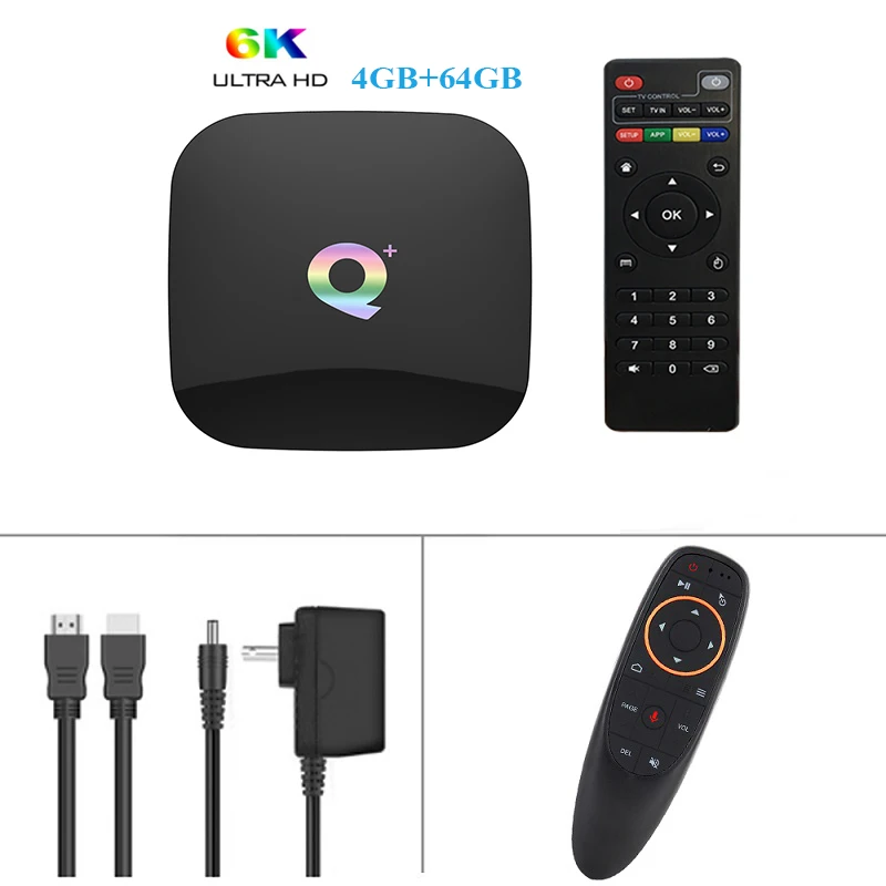 Q PLUS Allwinner H6 6K Smart tv Box Android 9,0 4 Гб 64 ГБ 32 ГБ четырехъядерный USB3.0 Playstore Youtube Q Plus Wifi телеприставка PK T95Q - Цвет: 4G64G G10 WIRELESS