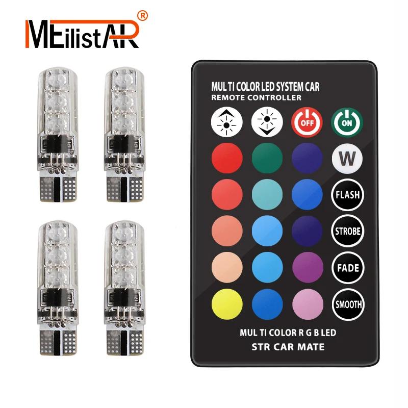 

Car Styling W5W Led T10 Canbus LED Car Lights RGB T10 RGB LED Remote Fixtures Auto Lamp Light Bulbs for Car Ampoule Led Voiture