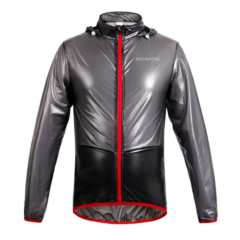 WOSAWE водонепроницаемая ветрозащитная велосипедная Пылезащитная шуба ветрозащитная куртка велосипедный плащ Джерси ветрозащитная дождевик дышащий - Цвет: Черный